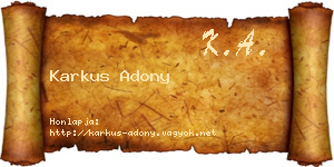 Karkus Adony névjegykártya